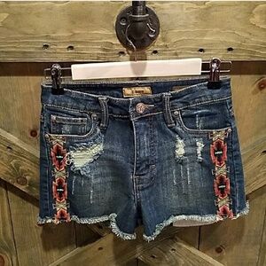 STS AZTEC PRINT DENIM JEAN  SHORTS SIZE 3 TRIBAL BOHO